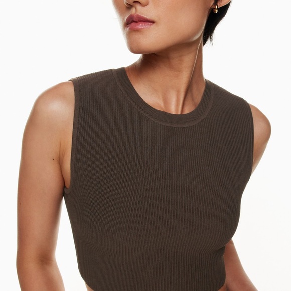 Aritzia Tops - Aritzia Babaton Sculpt Knit Muscle Cropped Tank - Brown - Small